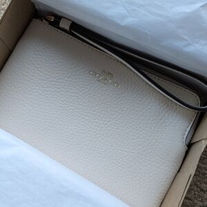 Coach Cream Leather Wristlet